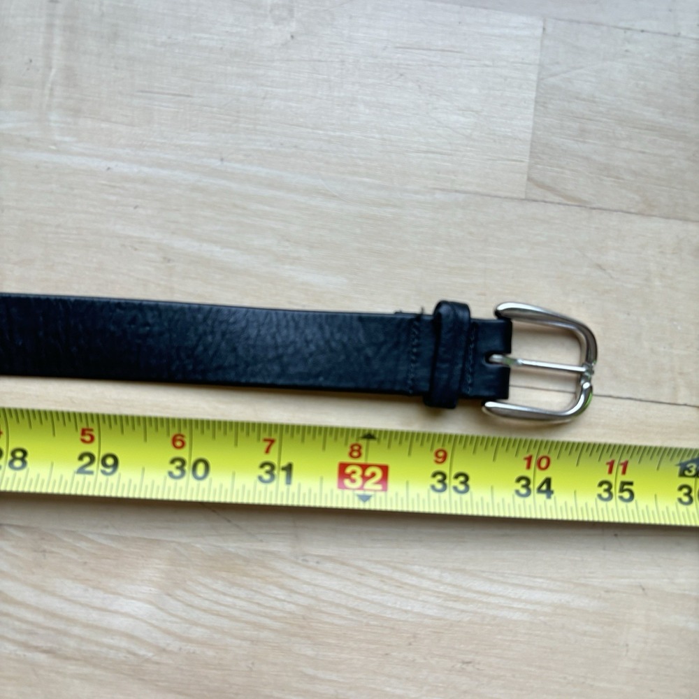Les Creations Elite Black‎ Genuine Leather Belt Size 30 Metal Buckle 80s Retro - Picture 9 of 10